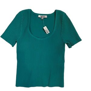 Madewell Ottoman Crop Sweater Tee Turquoise Waters Size XXS